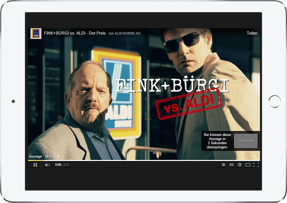 Screenshot der Video-Kampagne für Aldi Suisse auf einem iPad